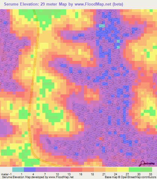 Serume,Guinea-Bissau Elevation Map