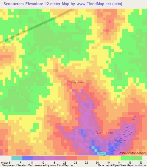 Senquerem,Guinea-Bissau Elevation Map