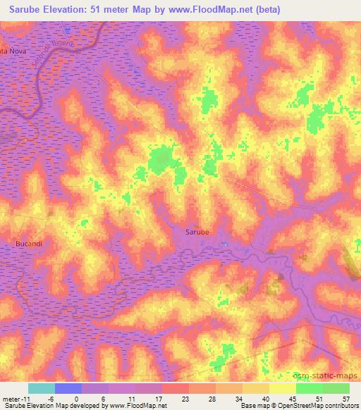 Sarube,Guinea-Bissau Elevation Map