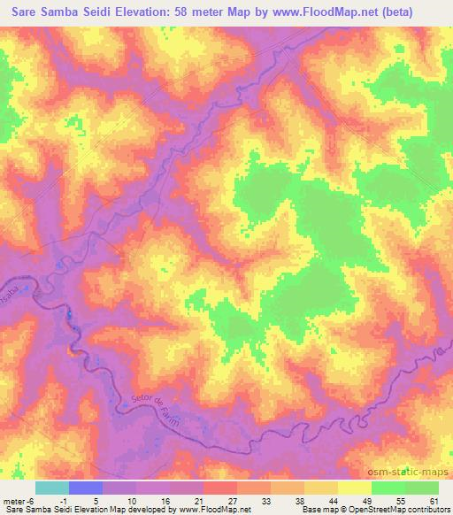 Sare Samba Seidi,Guinea-Bissau Elevation Map