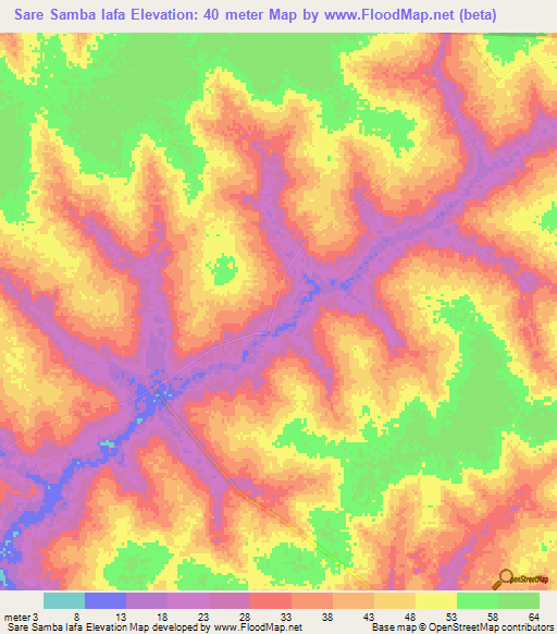 Sare Samba Iafa,Guinea-Bissau Elevation Map