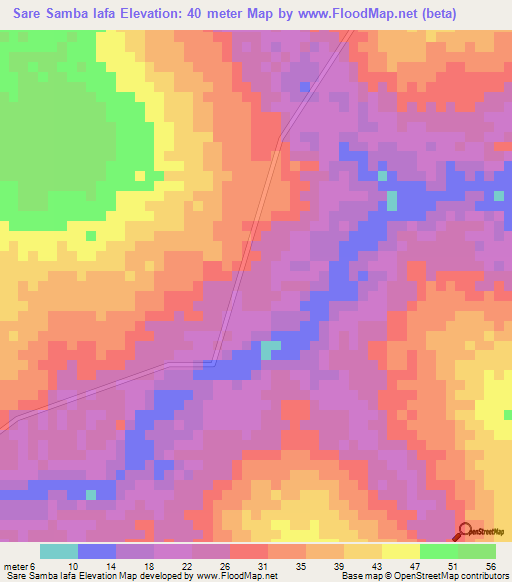 Sare Samba Iafa,Guinea-Bissau Elevation Map