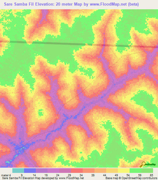 Sare Samba Fil,Guinea-Bissau Elevation Map