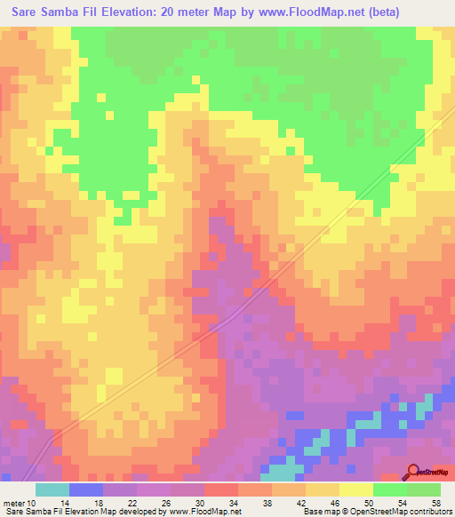 Sare Samba Fil,Guinea-Bissau Elevation Map