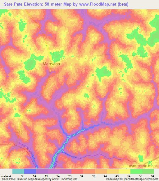 Sare Pate,Guinea-Bissau Elevation Map