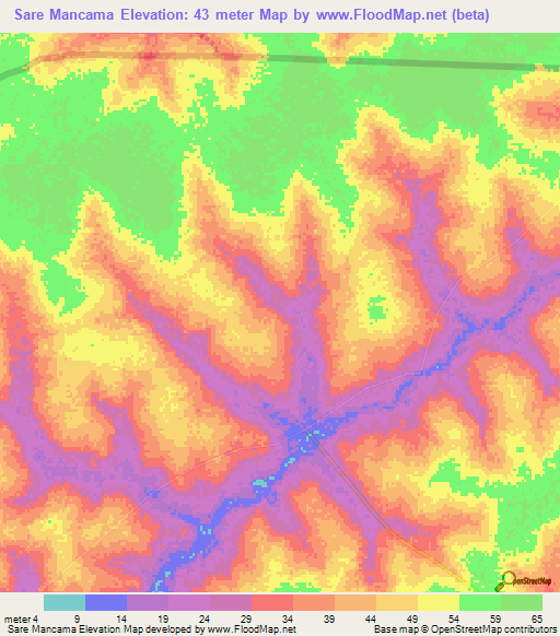 Sare Mancama,Guinea-Bissau Elevation Map