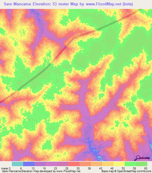 Sare Mancama,Guinea-Bissau Elevation Map