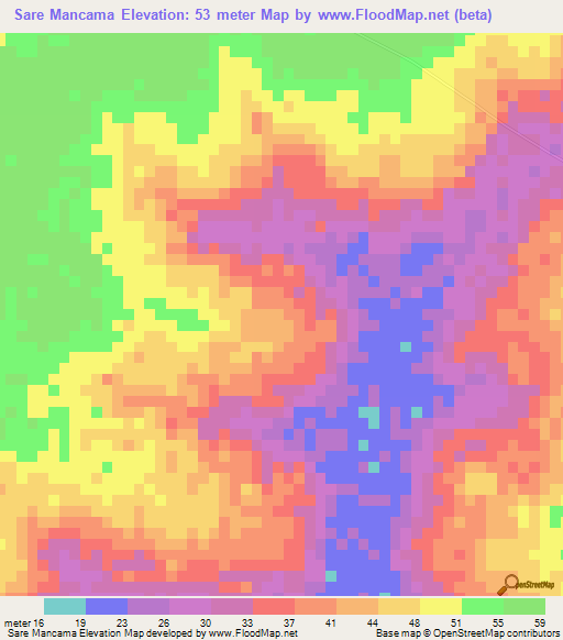 Sare Mancama,Guinea-Bissau Elevation Map