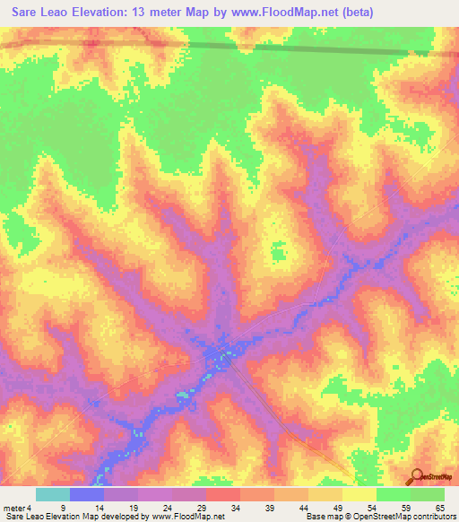 Sare Leao,Guinea-Bissau Elevation Map