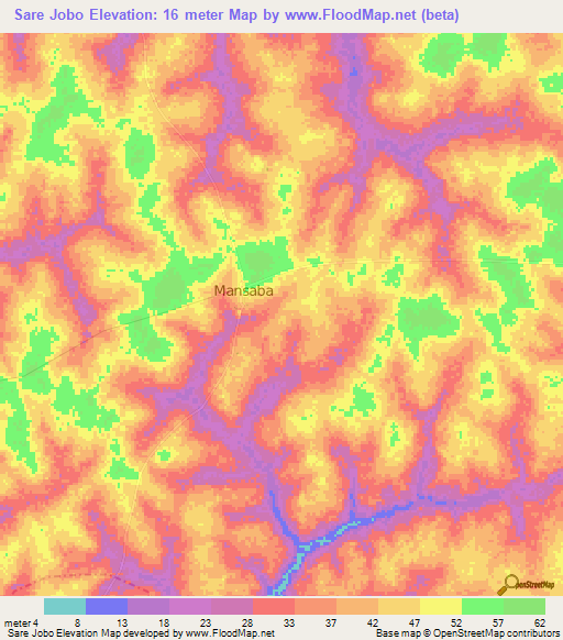 Sare Jobo,Guinea-Bissau Elevation Map