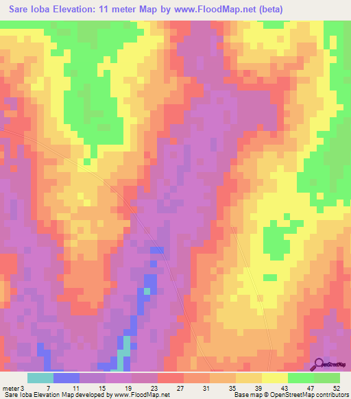 Sare Ioba,Guinea-Bissau Elevation Map