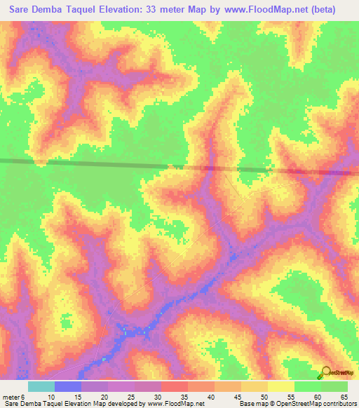 Sare Demba Taquel,Guinea-Bissau Elevation Map