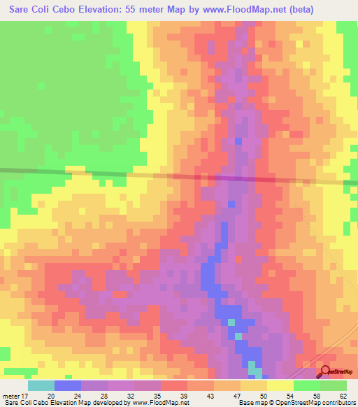 Sare Coli Cebo,Guinea-Bissau Elevation Map