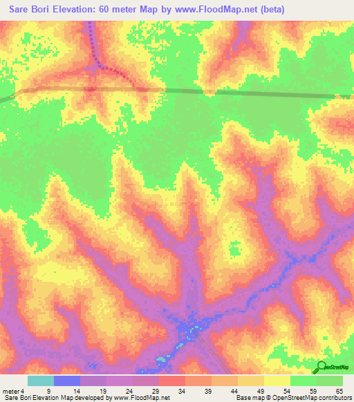 Sare Bori,Guinea-Bissau Elevation Map