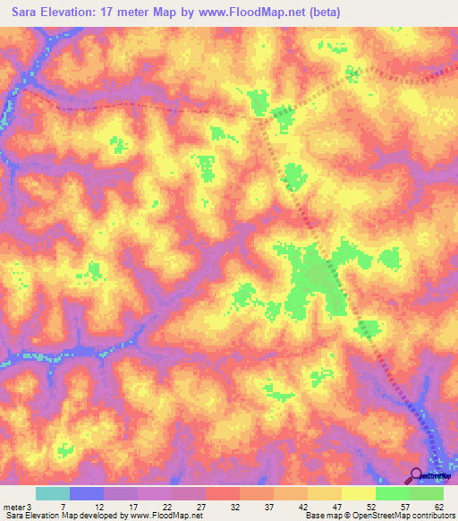 Sara,Guinea-Bissau Elevation Map