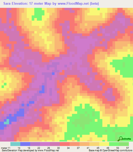 Sara,Guinea-Bissau Elevation Map