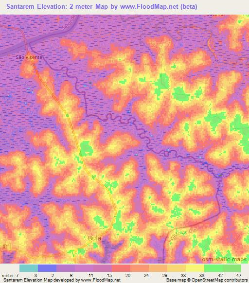 Santarem,Guinea-Bissau Elevation Map