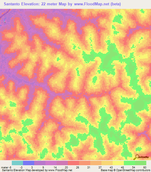 Santanto,Guinea-Bissau Elevation Map