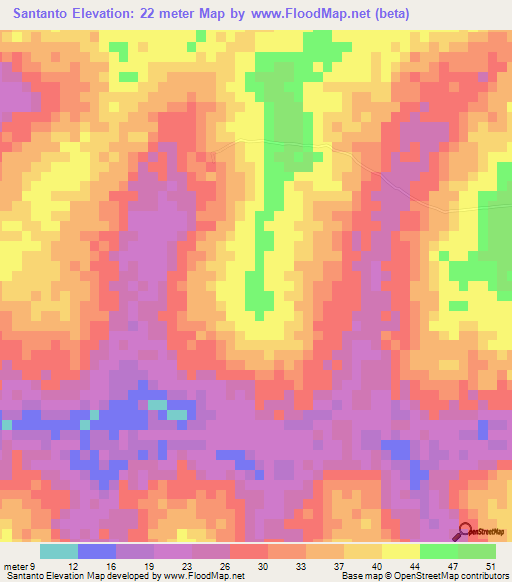 Santanto,Guinea-Bissau Elevation Map