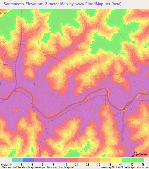 Santancoto,Guinea-Bissau Elevation Map