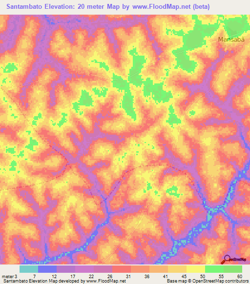 Santambato,Guinea-Bissau Elevation Map