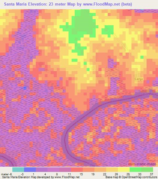 Santa Maria,Guinea-Bissau Elevation Map