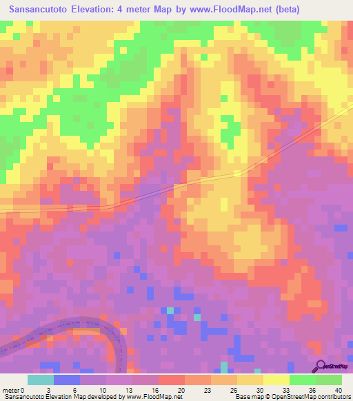 Sansancutoto,Guinea-Bissau Elevation Map