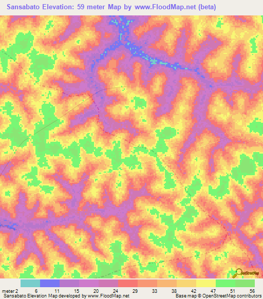 Sansabato,Guinea-Bissau Elevation Map