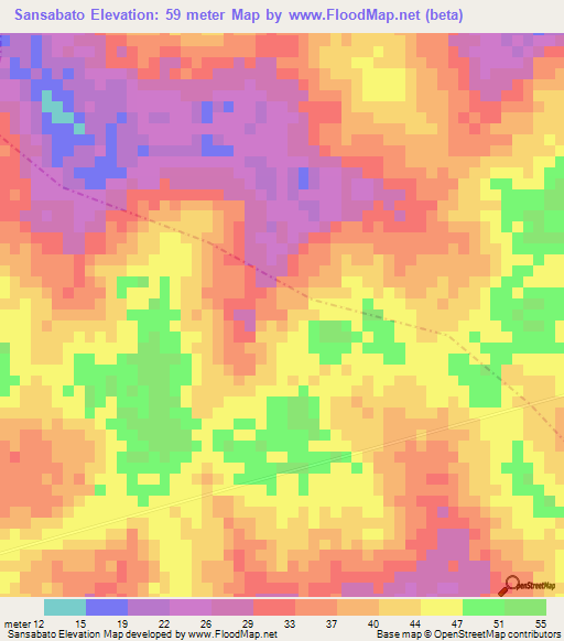 Sansabato,Guinea-Bissau Elevation Map