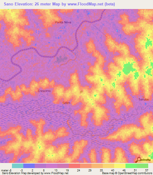 Sano,Guinea-Bissau Elevation Map