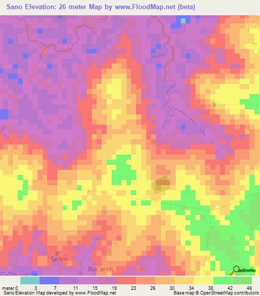 Sano,Guinea-Bissau Elevation Map