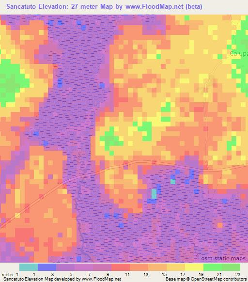 Sancatuto,Guinea-Bissau Elevation Map