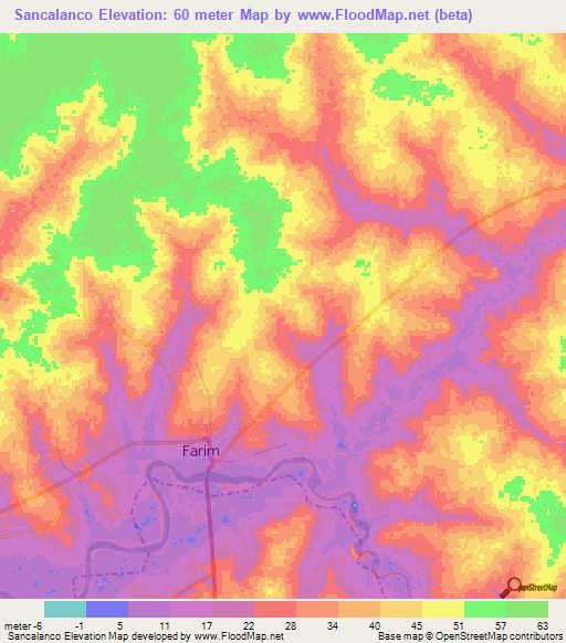 Sancalanco,Guinea-Bissau Elevation Map