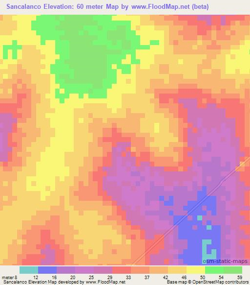 Sancalanco,Guinea-Bissau Elevation Map