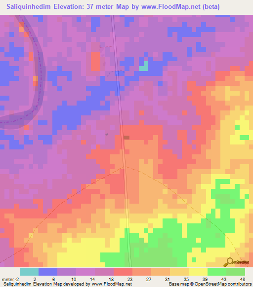 Saliquinhedim,Guinea-Bissau Elevation Map