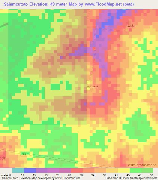 Saiamcutoto,Guinea-Bissau Elevation Map