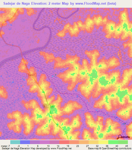 Sadejar de Naga,Guinea-Bissau Elevation Map