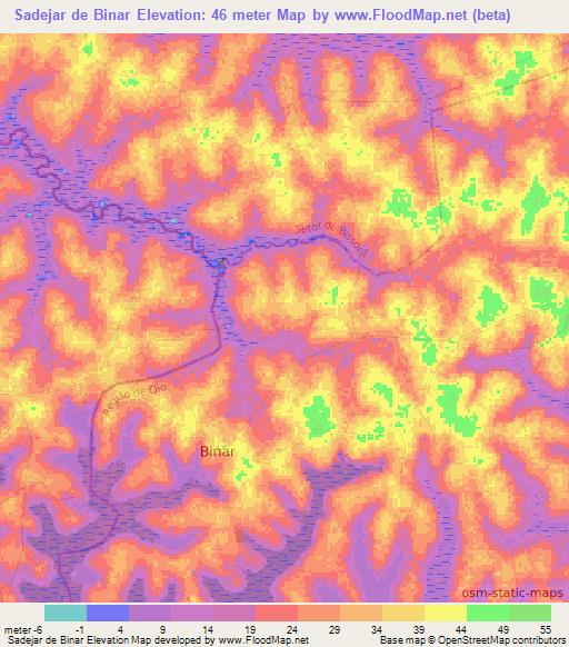 Sadejar de Binar,Guinea-Bissau Elevation Map