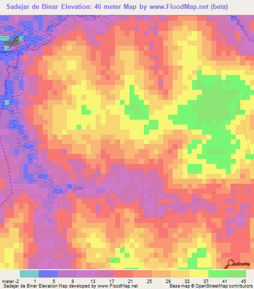 Sadejar de Binar,Guinea-Bissau Elevation Map