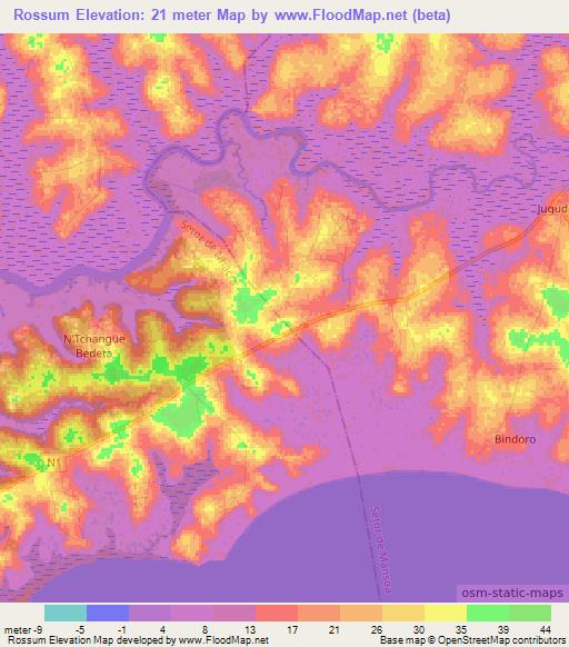 Rossum,Guinea-Bissau Elevation Map