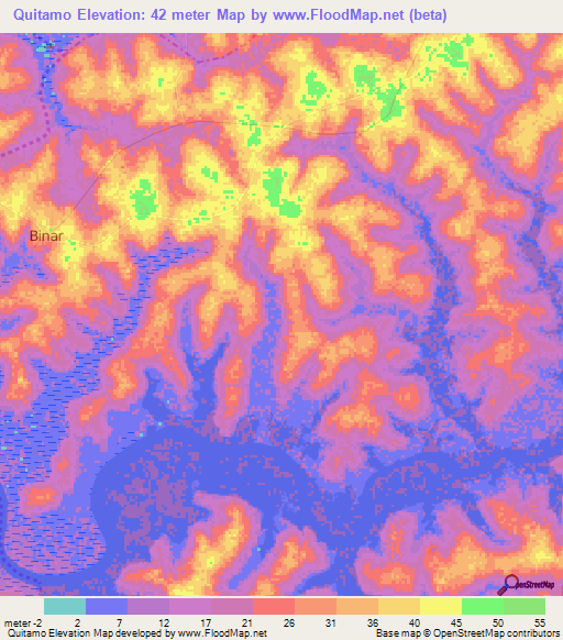 Quitamo,Guinea-Bissau Elevation Map