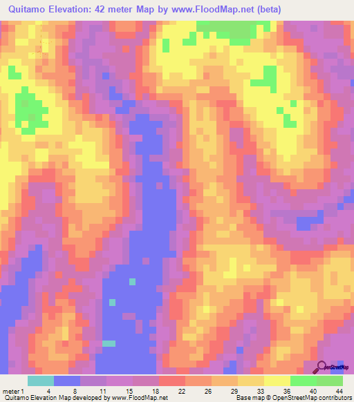 Quitamo,Guinea-Bissau Elevation Map