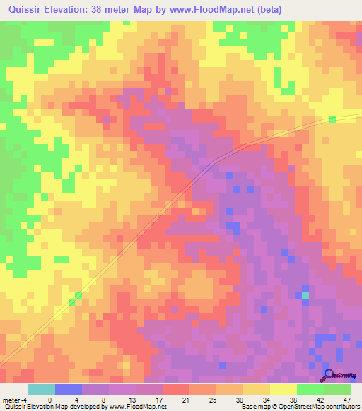 Quissir,Guinea-Bissau Elevation Map