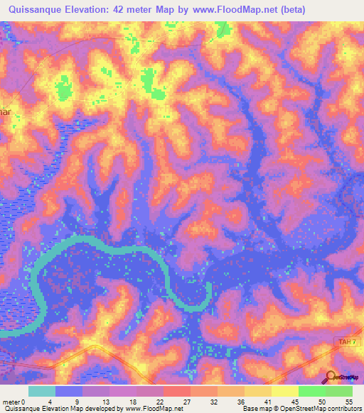 Quissanque,Guinea-Bissau Elevation Map