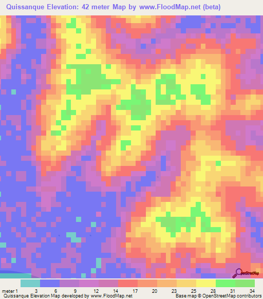 Quissanque,Guinea-Bissau Elevation Map