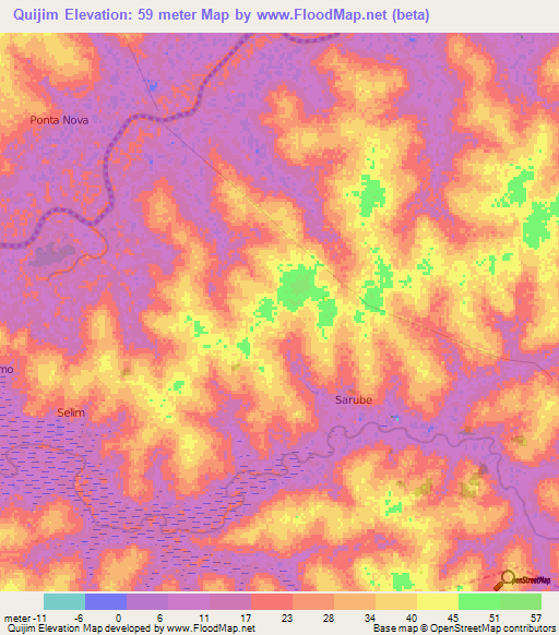 Quijim,Guinea-Bissau Elevation Map