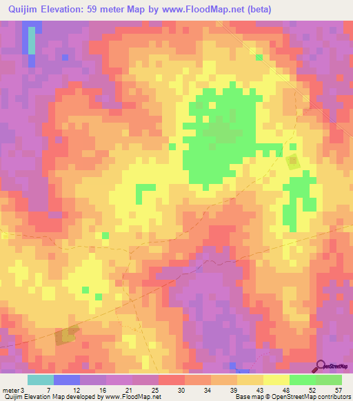 Quijim,Guinea-Bissau Elevation Map