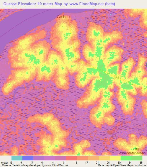 Quesse,Guinea-Bissau Elevation Map