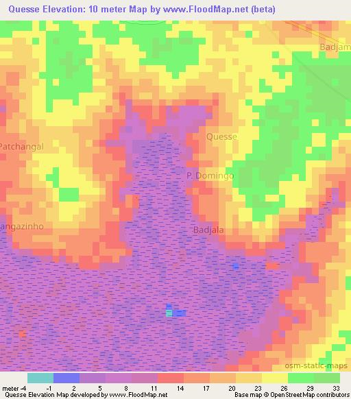 Quesse,Guinea-Bissau Elevation Map