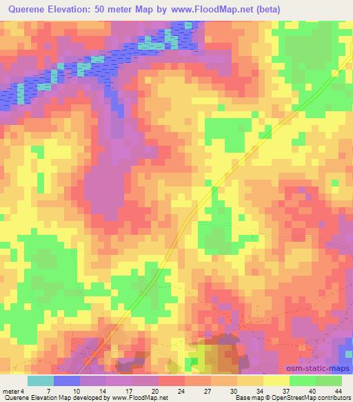 Querene,Guinea-Bissau Elevation Map